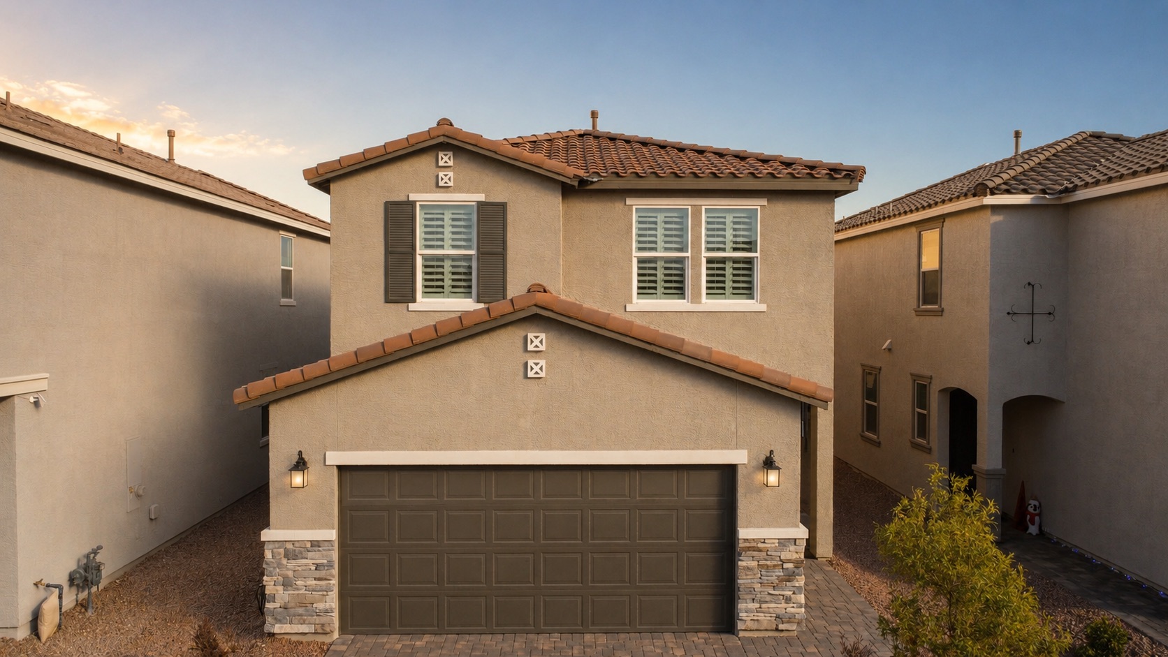 Las Vegas home exterior with shutters in the windows